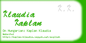 klaudia kaplan business card